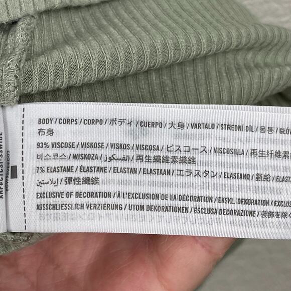 Abercrombie & Fitch Green Ribbed Shirt Dress Green Size XXS Ruched Knit - Picture 5 of 8